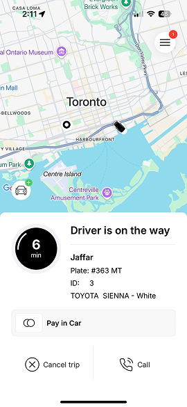 App Screenshot 3: Confirming and tracking ride